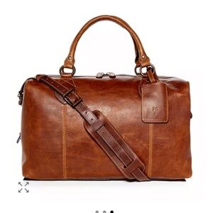 Frye Cognac Brown Logan Overnight Leather Duffel Bag